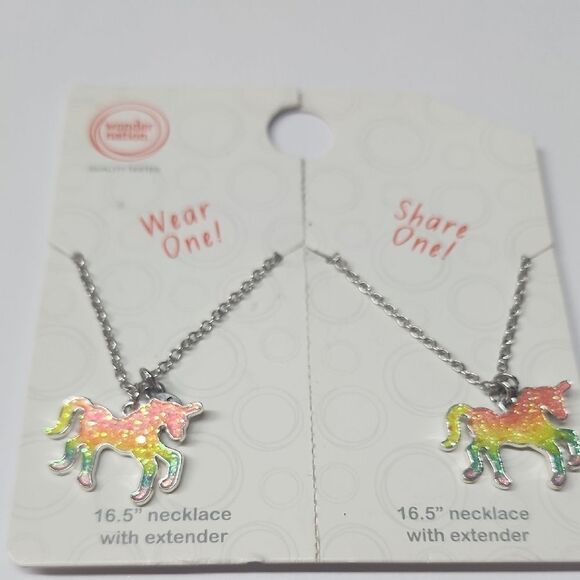 Wonder Nation Rainbow Unicorn Necklace Set BFF Necklaces - Picture 1 of 3